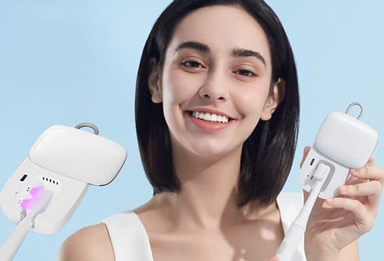 GermsPurge Pro UV toothbrush case cross-sold at the nHAP EnamelShield+ checkout
