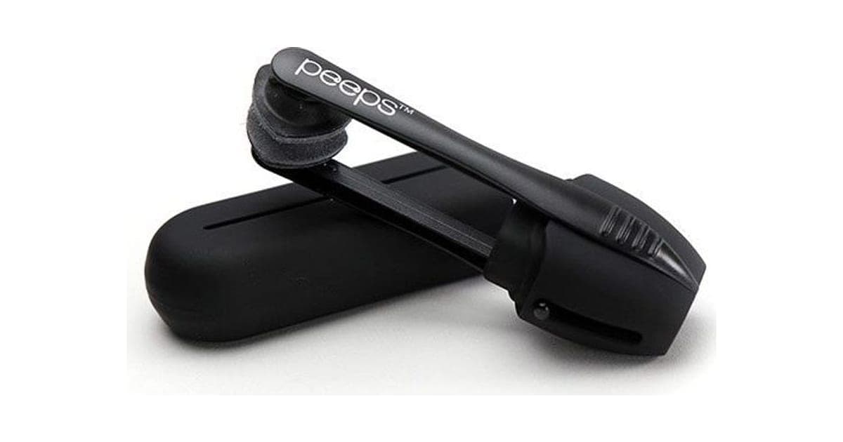 Black Peeps glasses cleaner with its tongs pulled out of the case on a white background