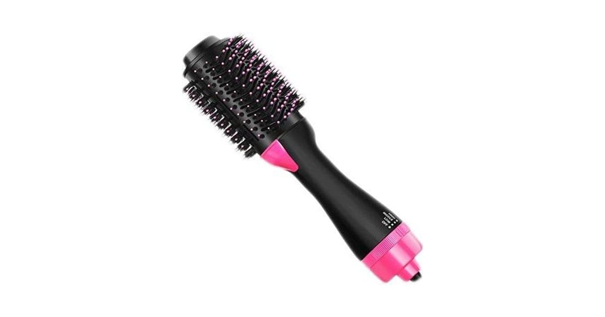 Black SleekStyle Pro oval hot air brush with pink-tipped bristles, a pink collar and pink base, shown at an angle