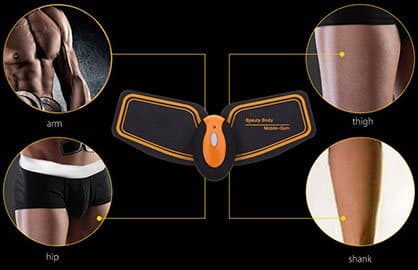 Smart Fitness Full Body Training Pack pads shown placed on an arm, thigh, hip and lower leg