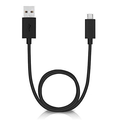 Black USB-A to micro-USB cable offered as the SoundPRO Sport charging cable add-on