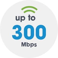 Round graphic reading up to 300 Mbps under a green Wi-Fi symbol, used for the WIFI UltraBoost connectivity add-on