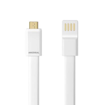 White flat cable with a gold-plated micro USB plug and a USB-A plug, branded Amzdeal, sold as the ZenPhone XS cable add-on