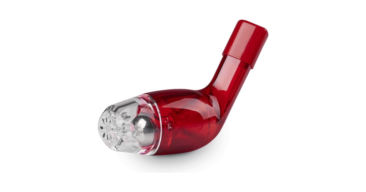 Red Better Breathing Sport device with a clear cap showing the steel ball inside