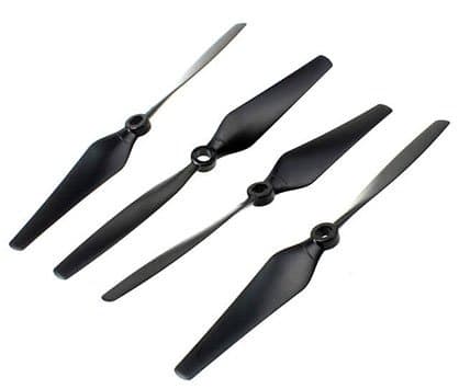 Set of four long black propellers shown for the DroneX extra propeller add-on