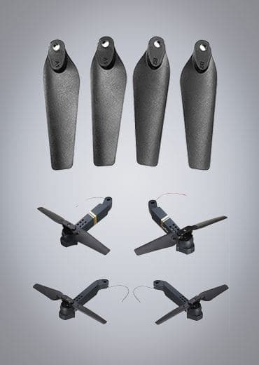 Set of eight black spare propellers for a small folding drone, offered as a DroneX Pro add-on