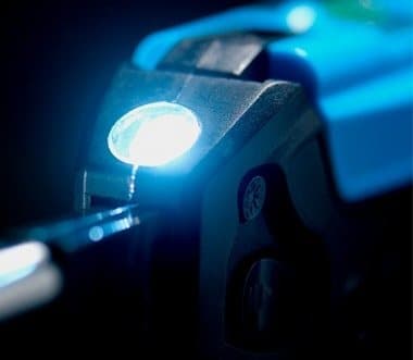 LED light on the Kelvin 17 shining along the screwdriver shaft in the dark