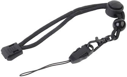Black adjustable security wrist strap with a clip, offered as a LightSafeX add-on