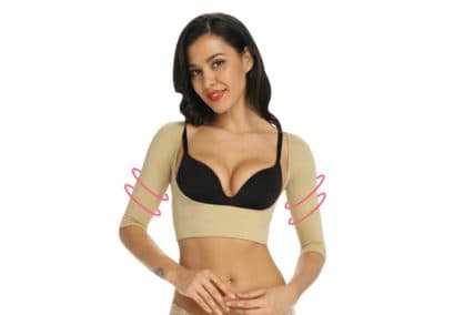 Beige arm-shaping shrug offered as the MyCorrector Pro add-on at the LuxBra checkout