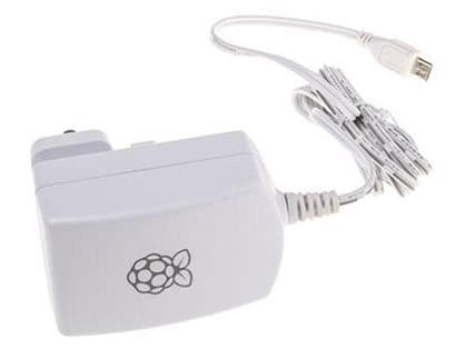 White plug-in power adapter with a micro-USB cable, offered as the Mosquitron USB Adapter add-on