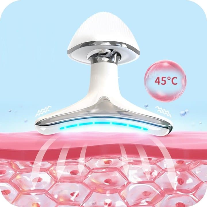 Illustration of the MyoGlow head warming skin layers with a 45 degree label