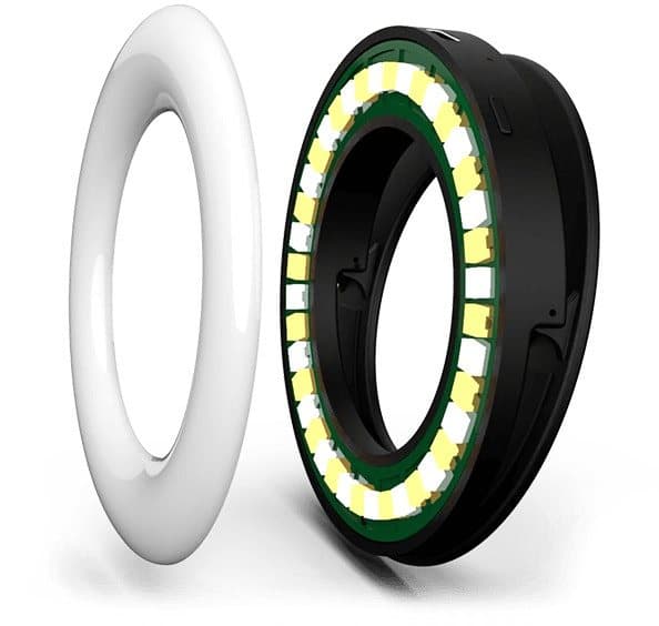 OlumiRing shown with its diffuser removed to reveal the ring of small LEDs inside