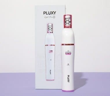 Pluxy Epil Pro epilator next to its retail box