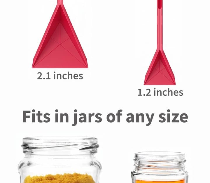 Diagram of Polygons spoon tips 2.1 and 1.2 inches wide fitting into jars