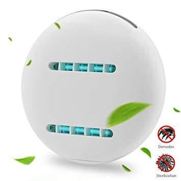 Round white UV device with two rows of blue UV lamp windows and icons for demodex mites and sterilisation, used for the UV Cleanizer Zoom dual lamp upgrade