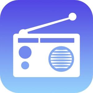 Blue rounded square icon of a white radio with an aerial, used for the WaterBOOM 360 FM radio upgrade