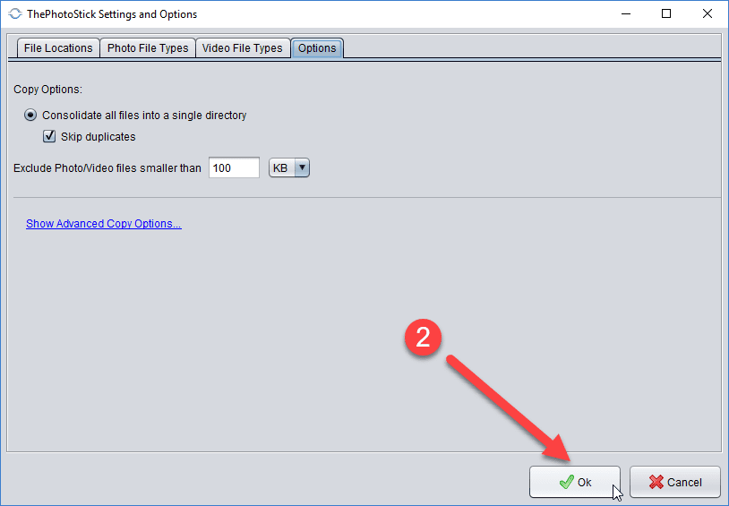 Photostick Setting Options