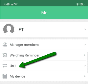 Unit settings in App